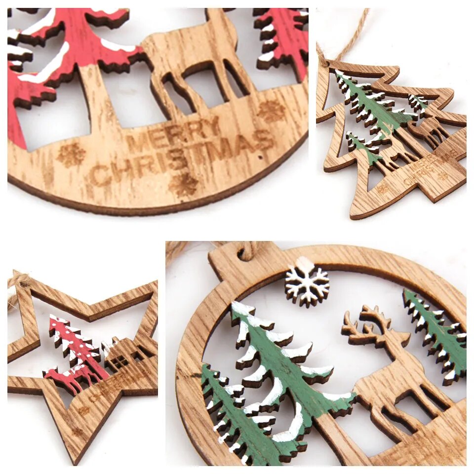 Vintage Wooden Christmas Pendants Ornaments [Spirit and Rebel]   