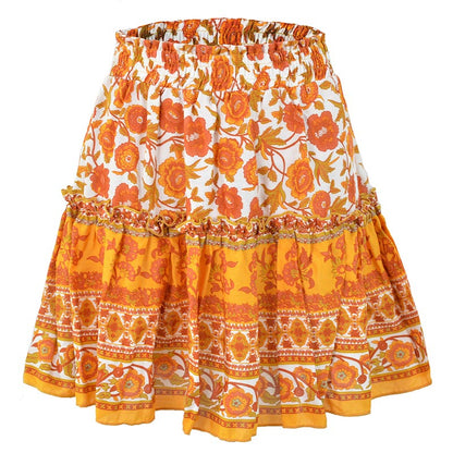 Breezy Boho Mini Skirt [Spirit and Rebel] Orange S 