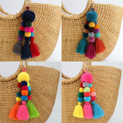 BohoCharm Keychain - Handmade Beaded Pompom Key Chain for Handbags [Spirit and Rebel]   