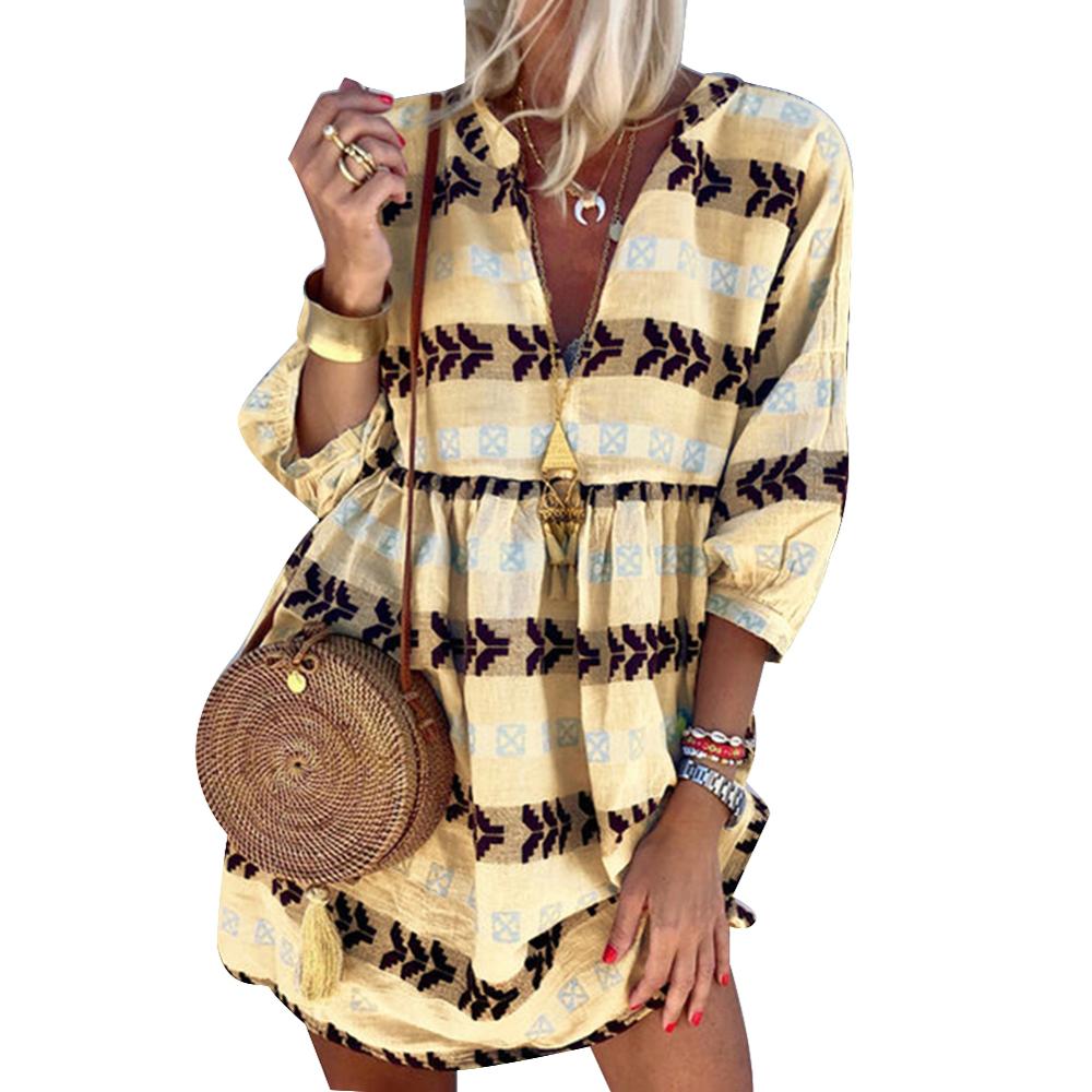 Casual Boho Beach Dress [Spirit and Rebel] Yellow S 