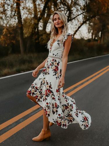 Bohemian Blossom Floral Open Back Boho Maxi Dress [Spirit and Rebel]   