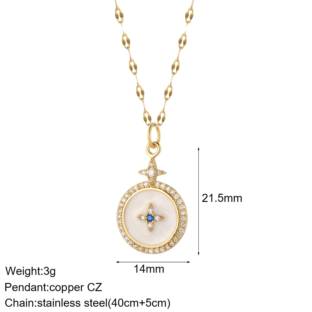 Enchanting Evil Eye Boho Necklace [Spirit and Rebel] Gold/White  