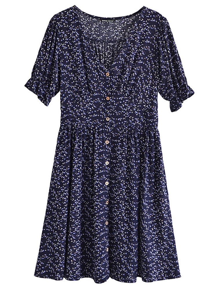 French Floral Mini Boho Dress [Spirit and Rebel] Navy S 