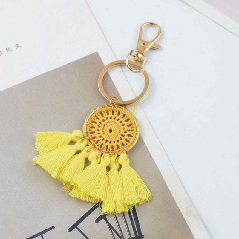 Boho Tassel Bag Charm Key Chain [Spirit and Rebel] Yellow  