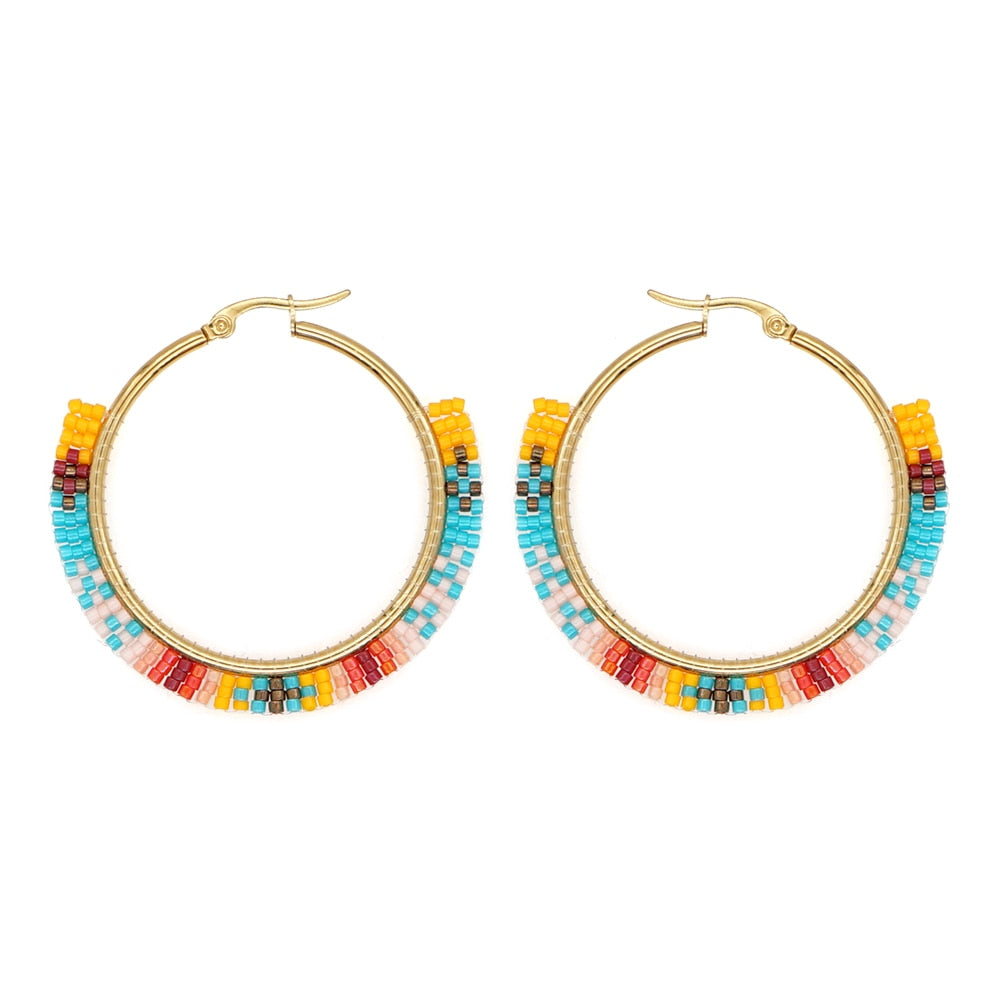 Boho Rainbow Hoop Earrings [Spirit and Rebel] MI-E200134A  