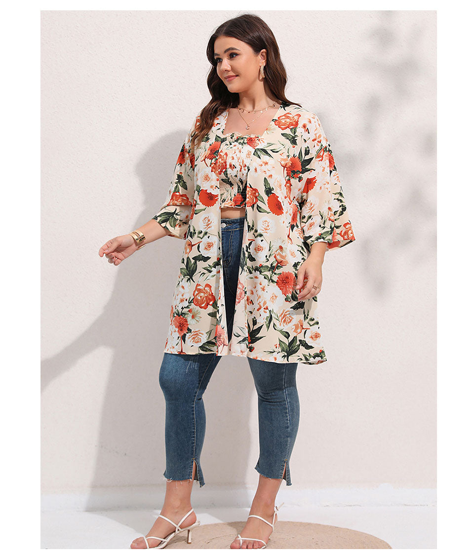 Boho Tube Top & Cardigan Set Plus Size [Spirit and Rebel]   