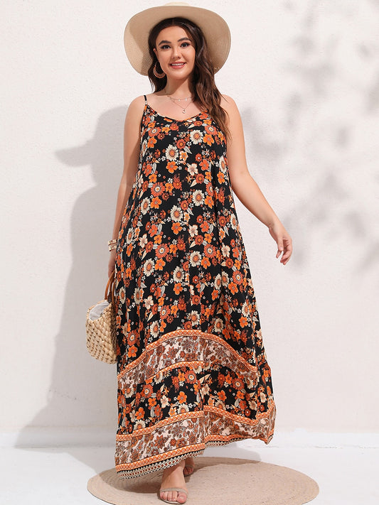 Spirit and Rebel Floral Boho Plus Size Maxi Dress [Spirit and Rebel]   