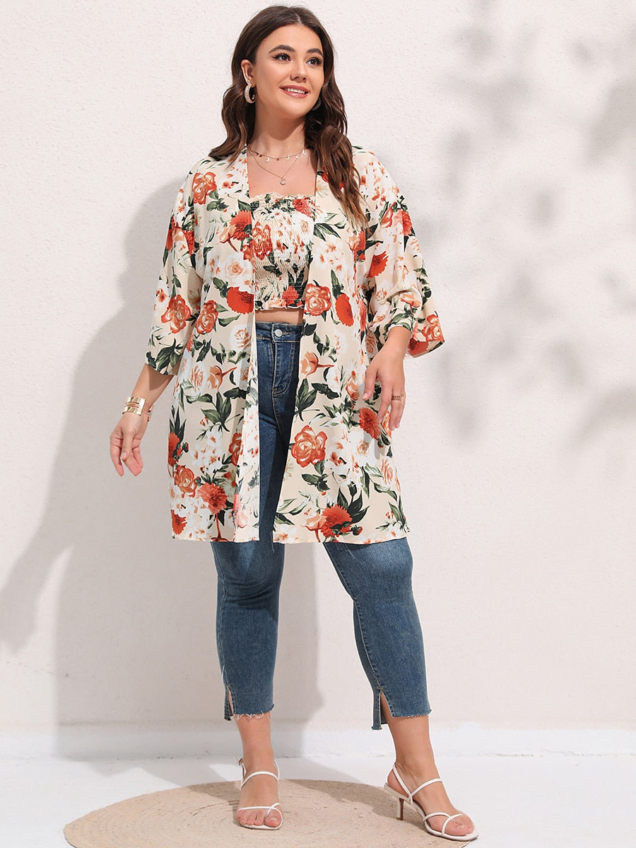 Boho Tube Top & Cardigan Set Plus Size [Spirit and Rebel]   