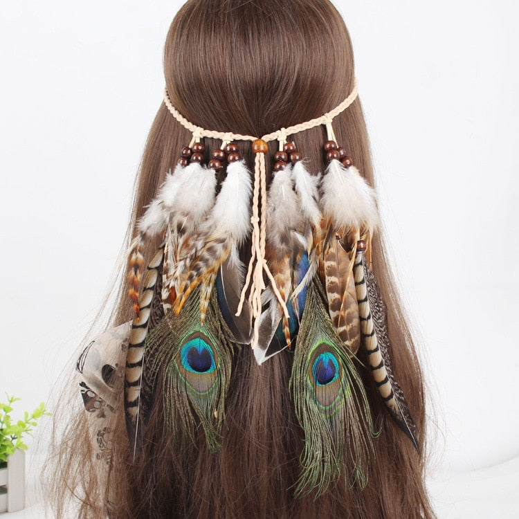 Spirit and Rebel Handmade Boho Feather Headband [Spirit and Rebel] YLHJ717  