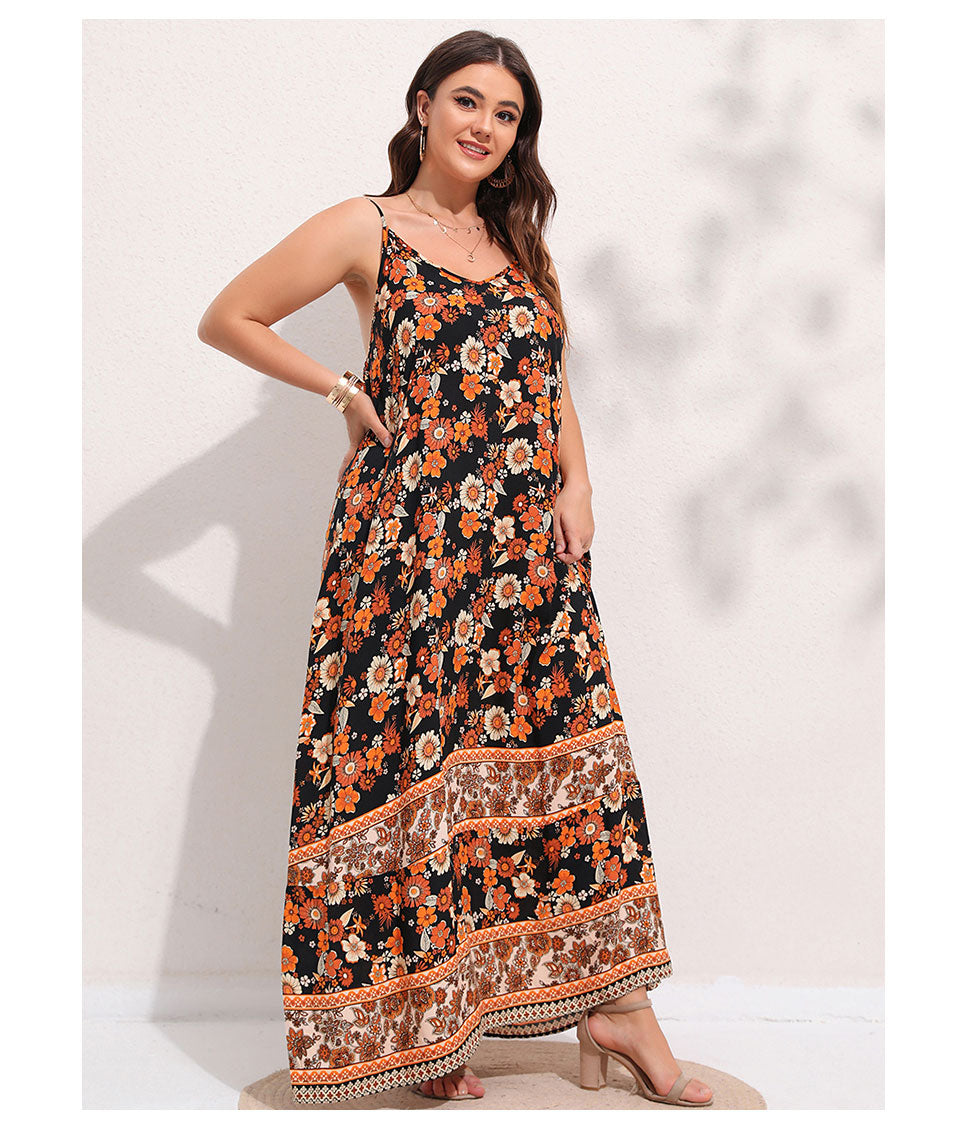 Spirit and Rebel Floral Boho Plus Size Maxi Dress [Spirit and Rebel]   