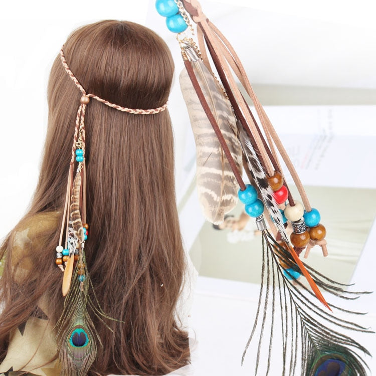 Spirit and Rebel Handmade Boho Feather Headband [Spirit and Rebel] YLHJ716  