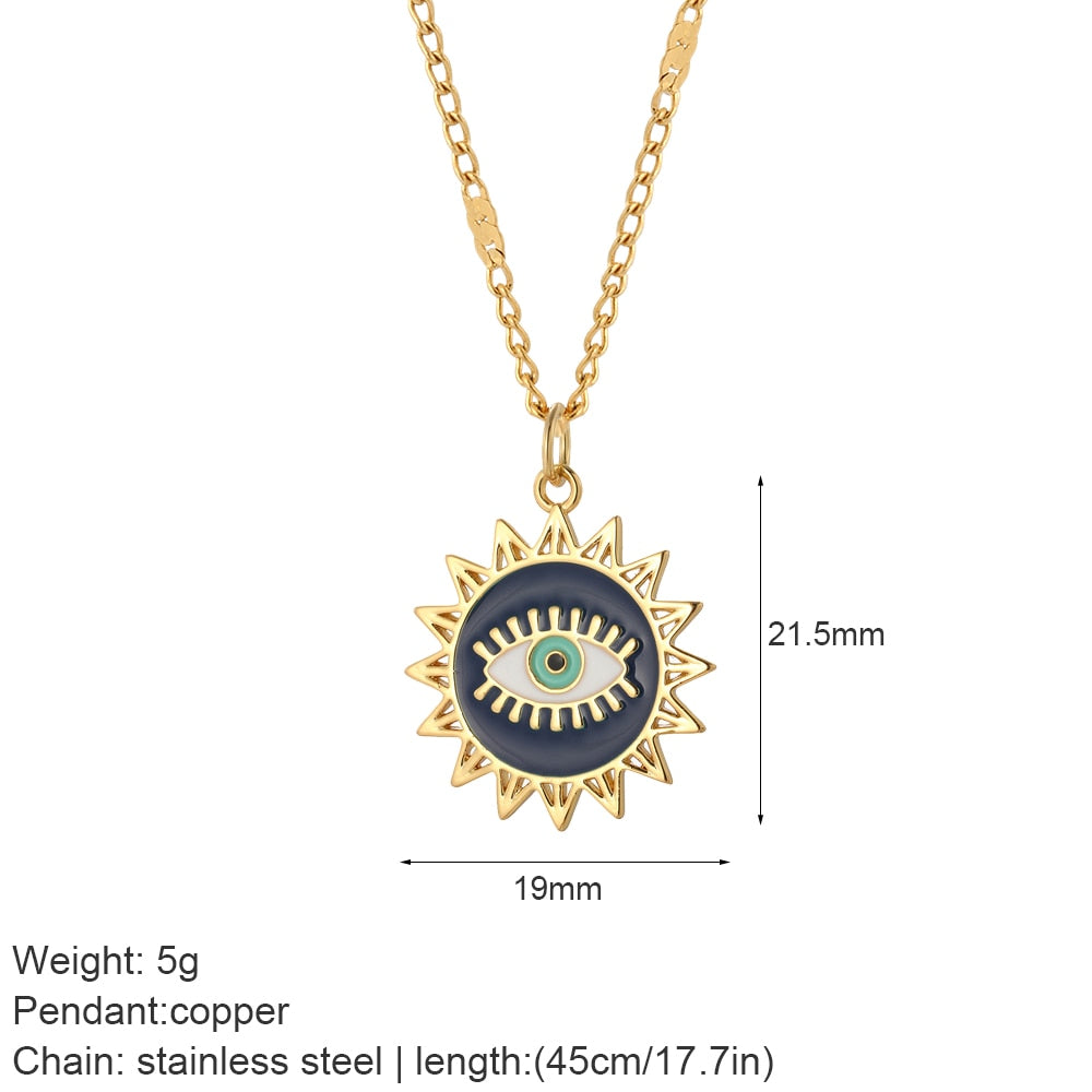 Enchanting Evil Eye Boho Necklace [Spirit and Rebel] Gold 9  