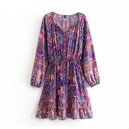 Unstoppable Spirit V-neck Long Sleeve Boho Dress [Spirit and Rebel]   