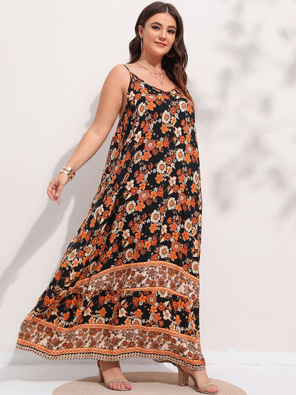 Spirit and Rebel Floral Boho Plus Size Maxi Dress [Spirit and Rebel]   