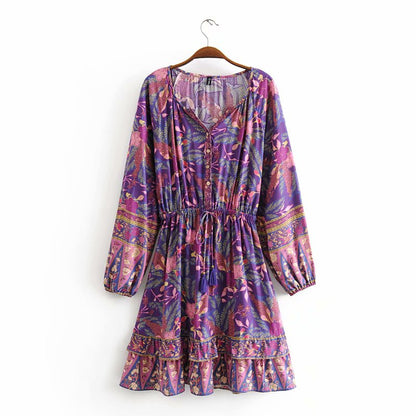 Unstoppable Spirit V-neck Long Sleeve Boho Dress [Spirit and Rebel]   