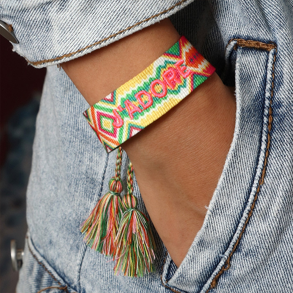 Embroidered Boho Tassel Bracelet [Spirit and Rebel]   