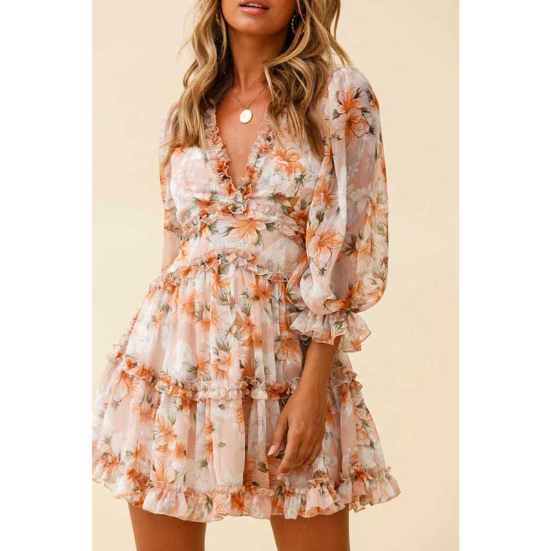 Dreamy Boho Open Back Dress [Spirit and Rebel] Orange S 