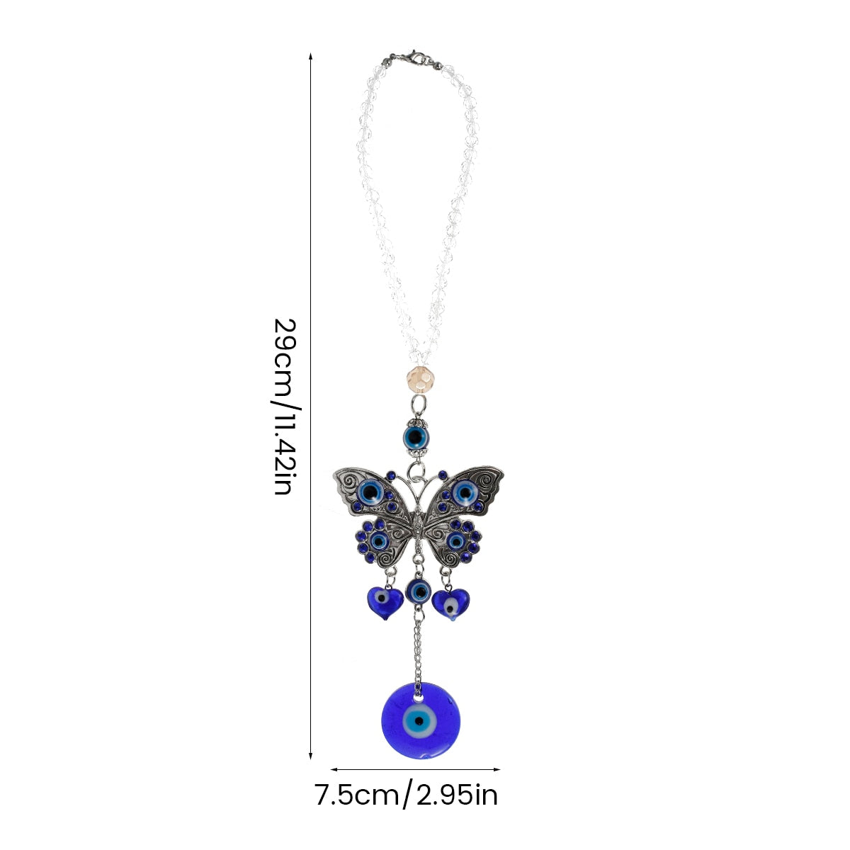 Lucky Charm Pendant Butterfly Crystal Blue Evil Eye Hanging Ornament [Spirit and Rebel]   