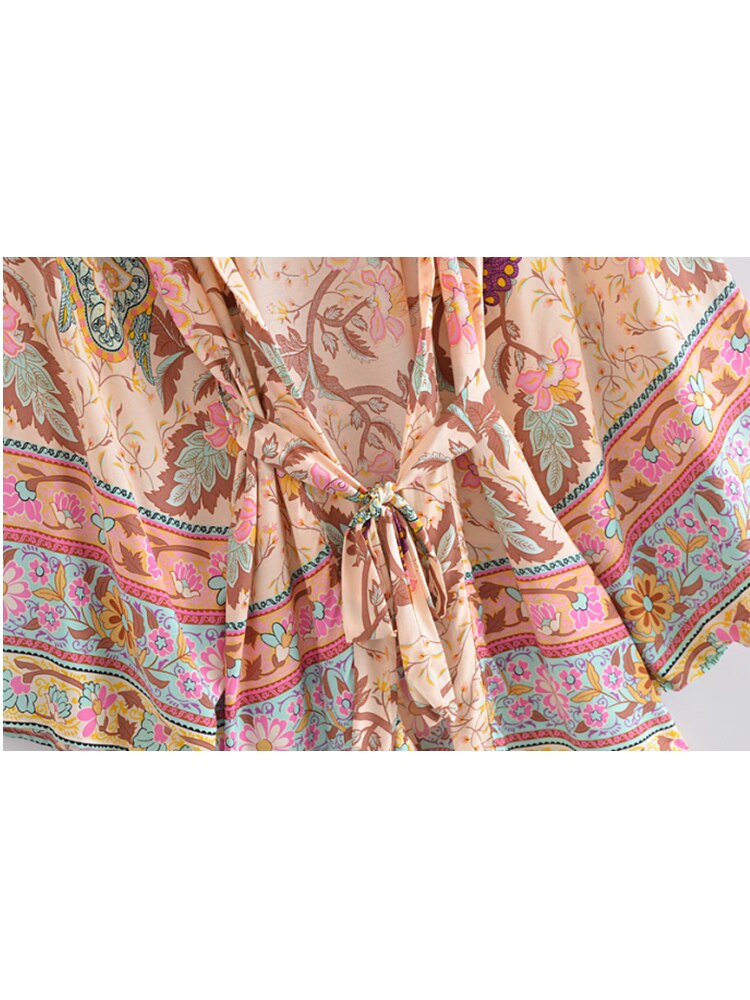 Happy Boho Vintage Peacock Floral Bohemian Kimono [Spirit and Rebel]   