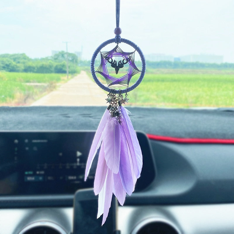 Car Interior Rearview Mirror Hanging Boho Decor [Spirit and Rebel] Purple  