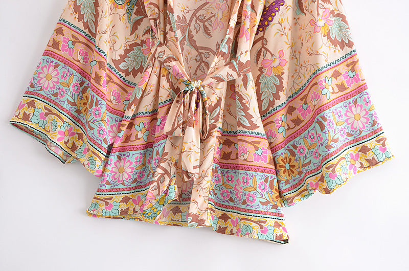 Happy Boho Vintage Peacock Floral Bohemian Kimono [Spirit and Rebel]   