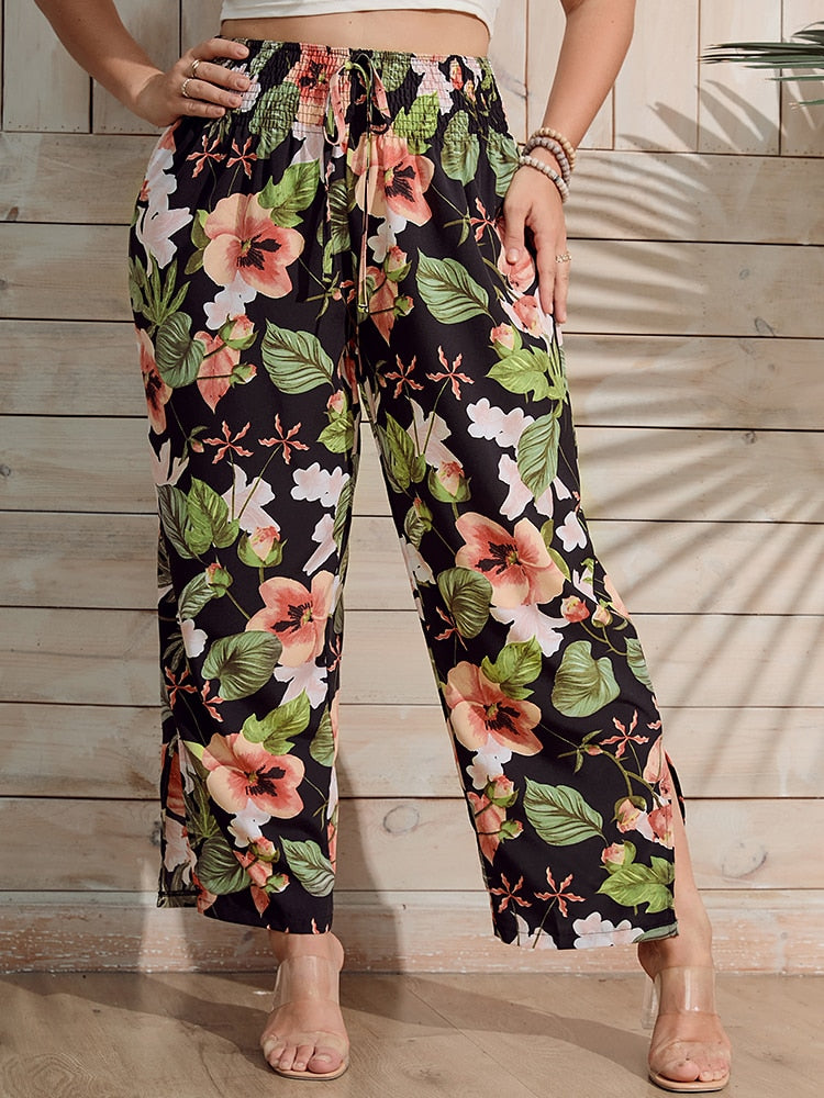 Floral Boho Plus Size Pants [Spirit and Rebel]   