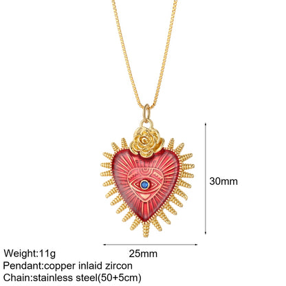 Enchanting Evil Eye Boho Necklace [Spirit and Rebel] Gold/Red  