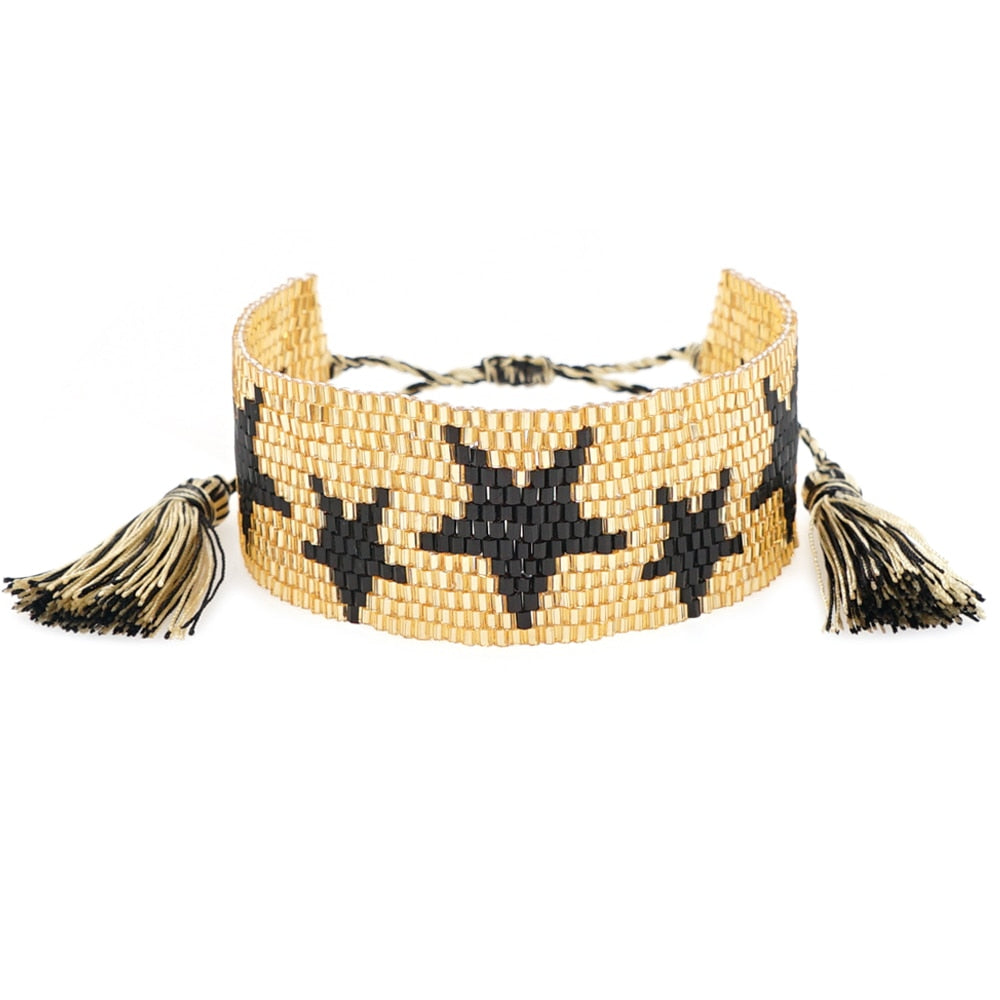 Dream Weaver Boho Bracelet [Spirit and Rebel] Black/Gold  