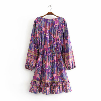 Unstoppable Spirit V-neck Long Sleeve Boho Dress [Spirit and Rebel]   