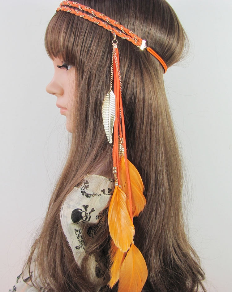 Spirit and Rebel Handmade Boho Feather Headband [Spirit and Rebel] YLHJ718G  