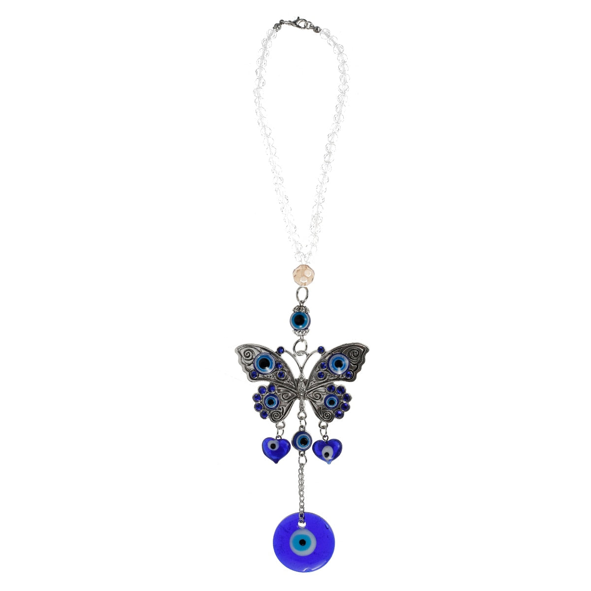 Lucky Charm Pendant Butterfly Crystal Blue Evil Eye Hanging Ornament [Spirit and Rebel]   