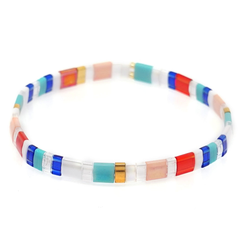 Spirit and Rebel Boho Colorful Bracelets [Spirit and Rebel] White/Red/Mint  