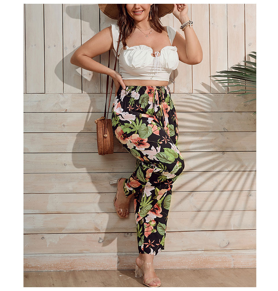 Floral Boho Plus Size Pants [Spirit and Rebel]   