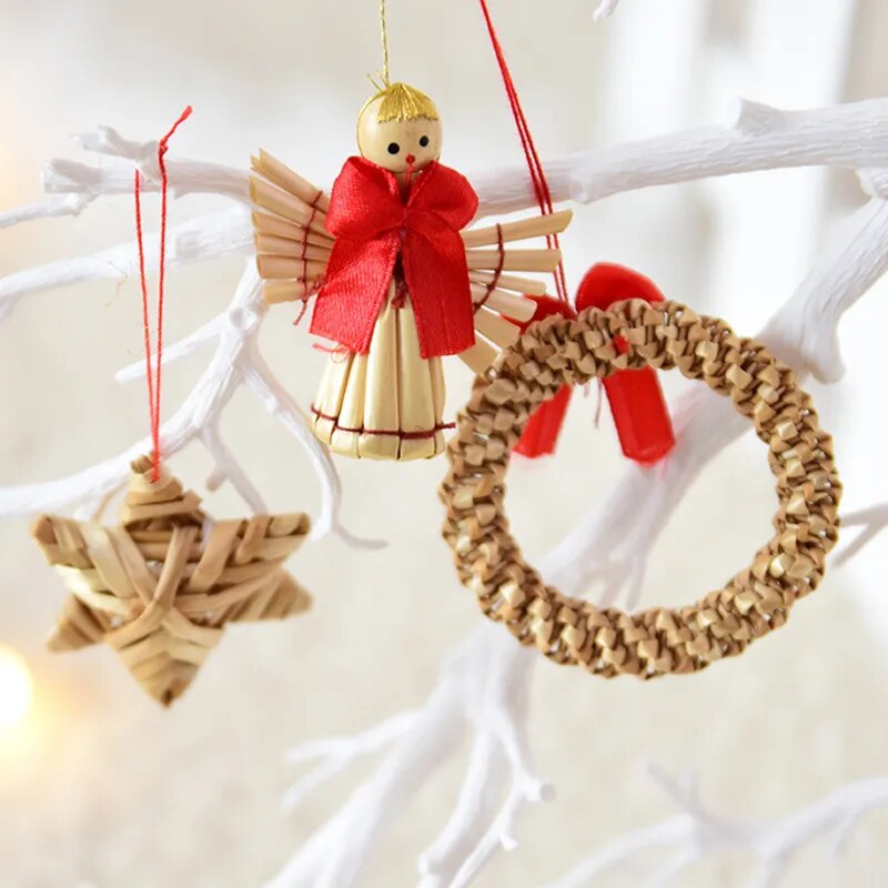 Natural Straw Christmas Tree Pendant Ornaments [Spirit and Rebel]   