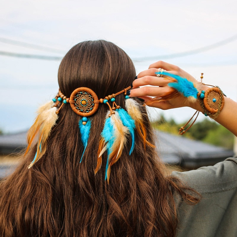 Spirit and Rebel Handmade Boho Feather Headband [Spirit and Rebel] YLHJ727  