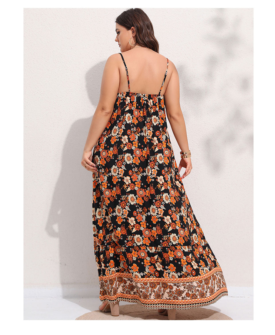 Spirit and Rebel Floral Boho Plus Size Maxi Dress [Spirit and Rebel]   