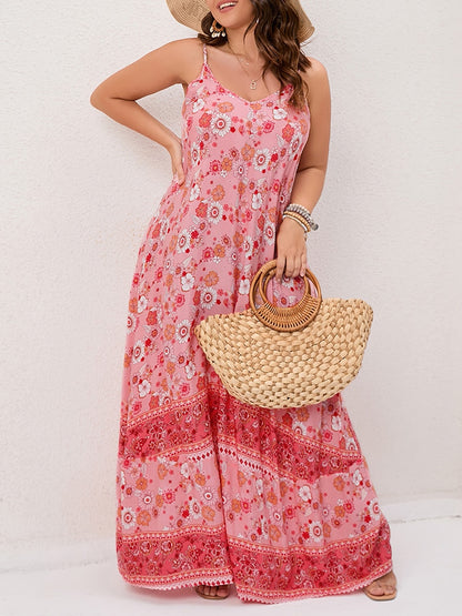 Spirit and Rebel Plus Size Floral Print Boho Maxi Dress [Spirit and Rebel]   