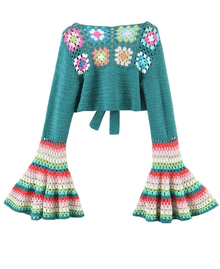 Spirit and Rebel Multicolor Handmade Crochet Cardigan [Spirit and Rebel]   