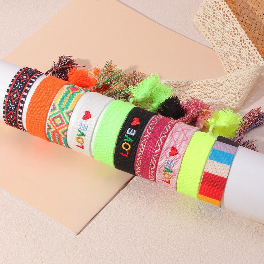 Embroidered Boho Tassel Bracelet [Spirit and Rebel]   