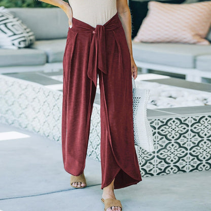 Boho Harmony Waist Tie Pants [Spirit and Rebel] Claret XS 