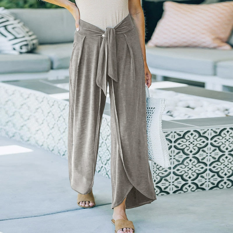 Boho Harmony Waist Tie Pants [Spirit and Rebel] Gray XS 