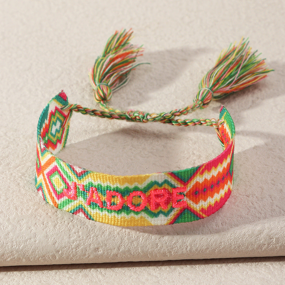 Embroidered Boho Tassel Bracelet [Spirit and Rebel]   