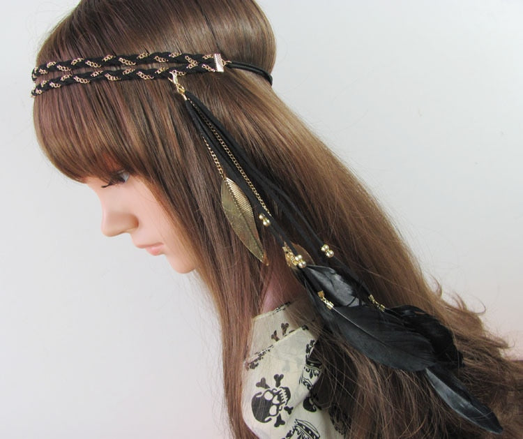 Spirit and Rebel Handmade Boho Feather Headband [Spirit and Rebel] YLHJ718A  