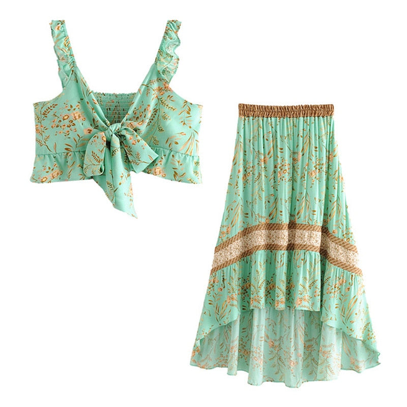 Bohemian Bliss Cut Out Dress and Top Skirt Boho Set [Spirit and Rebel]   