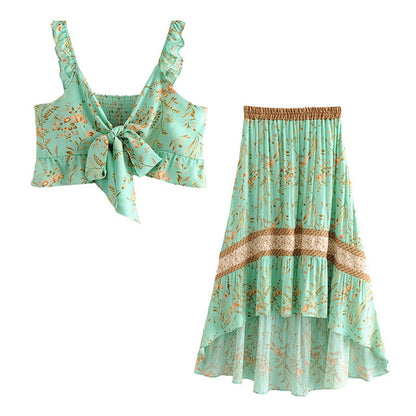 Bohemian Bliss Cut Out Dress and Top Skirt Boho Set [Spirit and Rebel]   