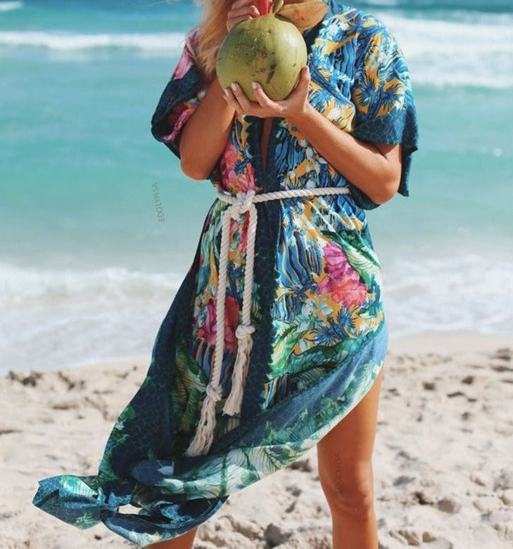 Wanderlust Boho Half Sleeve Kimono Beach Cover Up [Spirit and Rebel] N1089-796 One Size 