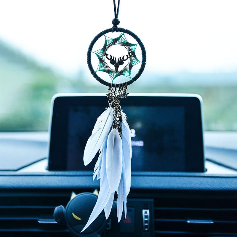 Car Interior Rearview Mirror Hanging Boho Decor [Spirit and Rebel] White  