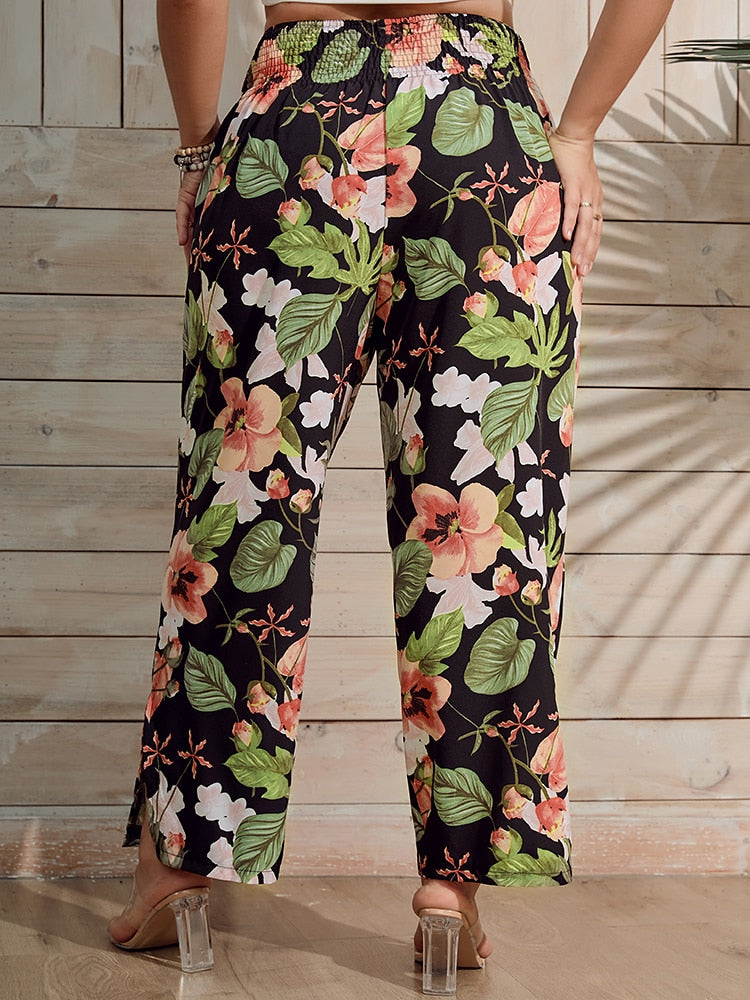 Floral Boho Plus Size Pants [Spirit and Rebel]   