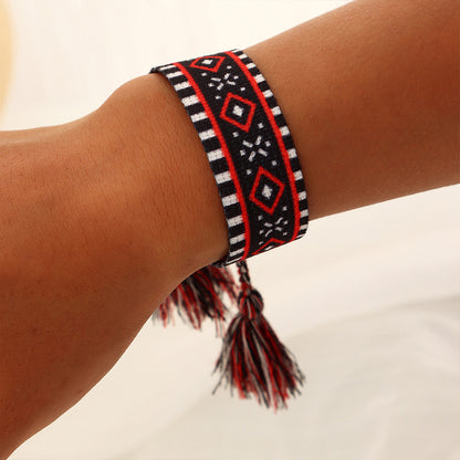 Embroidered Boho Tassel Bracelet [Spirit and Rebel]   