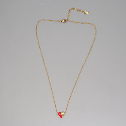 Spirit and Rebel Heart Boho Choker Necklace [Spirit and Rebel] Red/Gold 40cm 